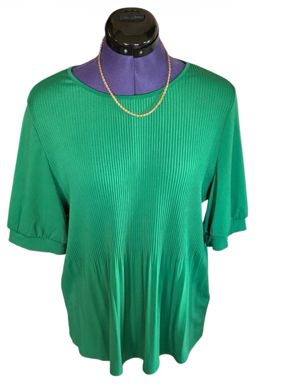 Adrianna Papell Blouse Pleated Flutter Sleeve Top Peplum Green Medium